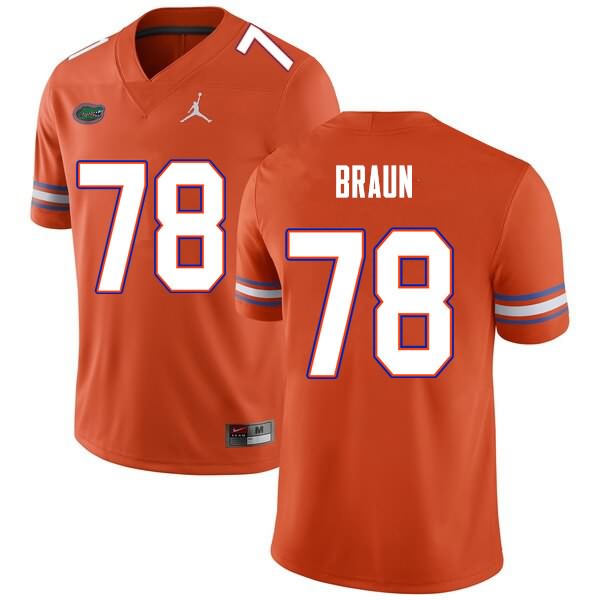 NCAA Florida Gators Josh Braun Men's #78 Nike Orange Stitched Authentic College Football Jersey TGW2764UI